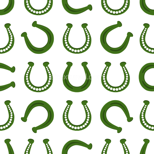 Seamless 3D PBR Texture with Stylized Green Horseshoe Pattern on White Background
