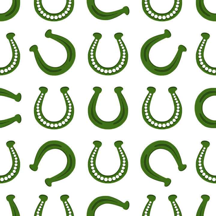 with Stylized Green Horseshoe Pattern on White Background seamless PBR texture preview