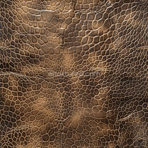 Seamless 3D PBR exotic reptile-inspired leather texture with rich embossed scale pattern and warm brown tones