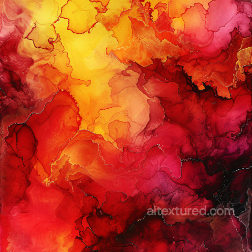 Alcohol Ink PBR Texture Featuring Fiery Red and Orange Fluid Waves seamless Alcohol ink PBR texture