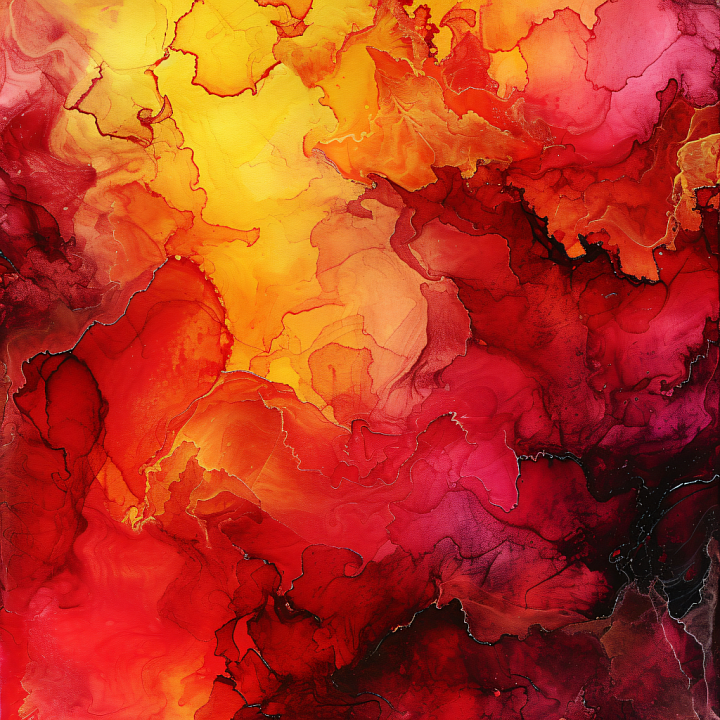 Alcohol Ink Featuring Fiery Red and Orange Fluid Waves seamless PBR texture preview