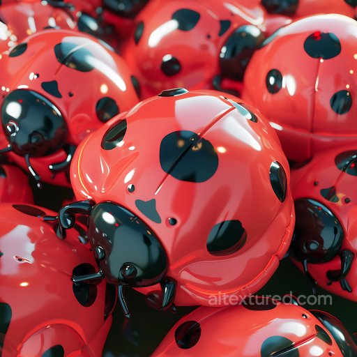 Inflated Vinyl Ladybug Texture with Glossy Red and Black Spots seamless Inflated PBR texture