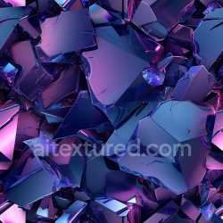 seamless Seamless 3D Cracked Glass Shards PBR Texture with Reflective Blue and Purple Tones texture 8k free download PBR