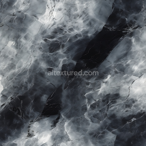 Seamless 3D Gray and Black Marble PBR Texture with Chaotic Veins and Glossy Finish