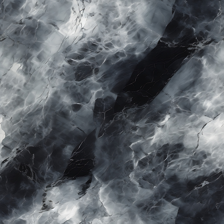 Gray and Black Marble with Chaotic Veins and Glossy Finish seamless PBR texture preview