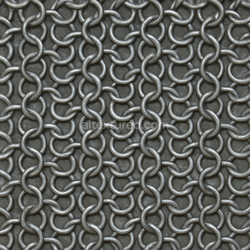 Seamless 3D Texture 8K PBR Chainmail With Flat Rings And Metallic Shine Surface