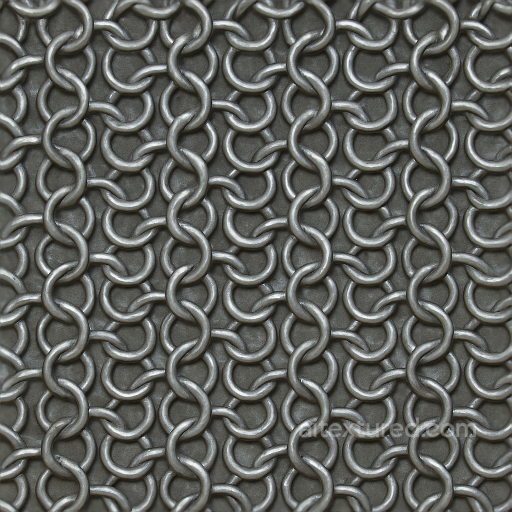 8K PBR Chainmail With Flat Rings And Metallic Shine Surface seamless Chainmail PBR texture