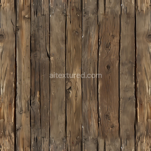 Seamless 3D PBR Texture of Weathered Rustic Wood Planks with Knots and Grain
