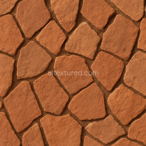 Seamless 3d texture pbr 8k mosaic terracotta fragments with rough surface and warm colors
