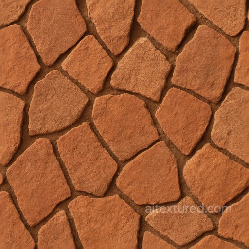 Mosaic Terracotta Fragments With Rough Surface And Warm Colors seamless Mosaic PBR texture