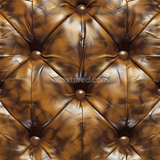 Seamless 3D Quilted Aged Brown Leather PBR Texture with Wrinkled Patina