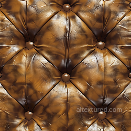 Quilted Aged Brown Leather PBR Texture with Wrinkled Patina seamless Leather PBR texture