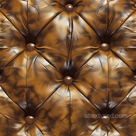 Quilted Aged Brown Leather PBR Texture with Wrinkled Patina Leather texture preview