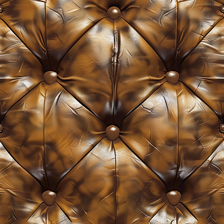 Quilted Aged Brown Leather with Wrinkled Patina seamless PBR texture preview