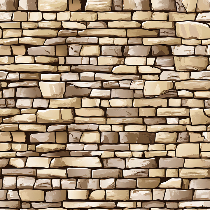 Cracked Stone Wall With Beige And Brown Irregular Stones Brick seamless PBR texture preview