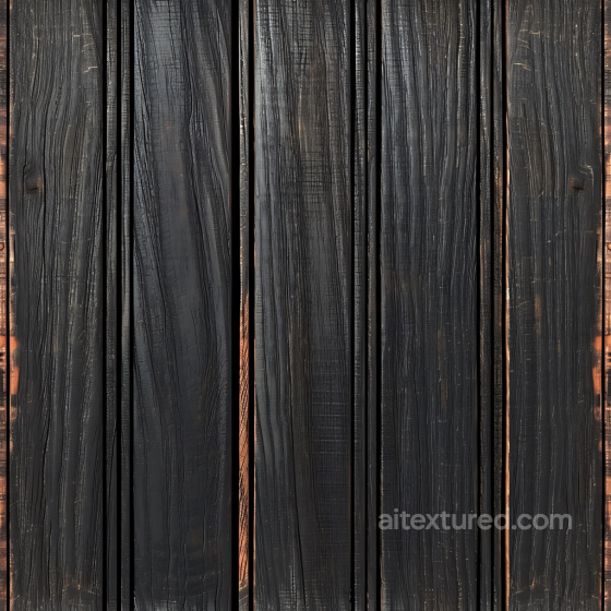 Charred Black Wood Planks Seamless Texture with Strong Grain and Weathered Details Wood texture preview