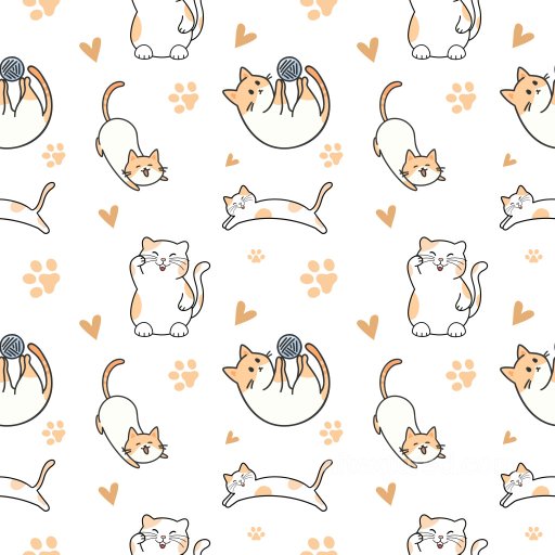 Pattern PBR Texture Featuring Playful Cartoon Cats and Heart Motifs seamless Pattern Bundle PBR texture