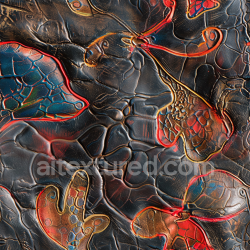 seamless Seamless 3D embossed black leather PBR texture with colorful mosaic inlays and fine grain texture 8k free download PBR