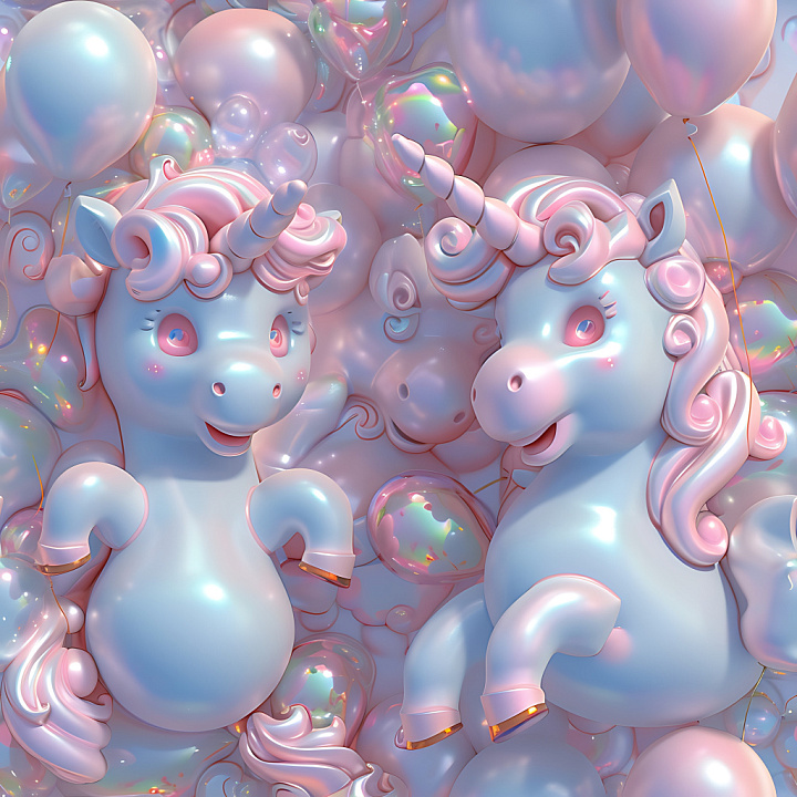 Inflated Glossy Unicorn Vinyl with Iridescent Pastel Colors seamless PBR texture preview