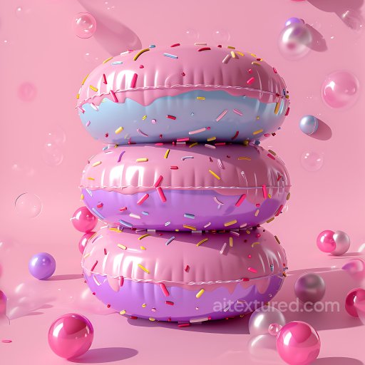 Inflated Vinyl Donut Texture with Colorful Sprinkles seamless Inflated PBR texture