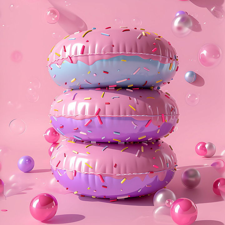 Inflated Vinyl Donut with Colorful Sprinkles seamless PBR texture preview