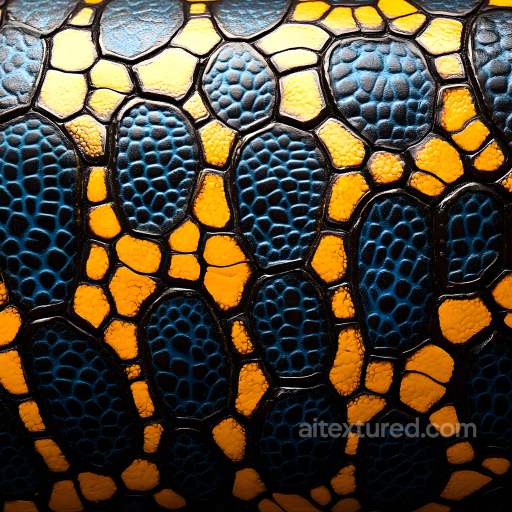 Skin PBR Texture Featuring Stylized Reptilian Blue and Yellow Scales seamless Skin PBR texture