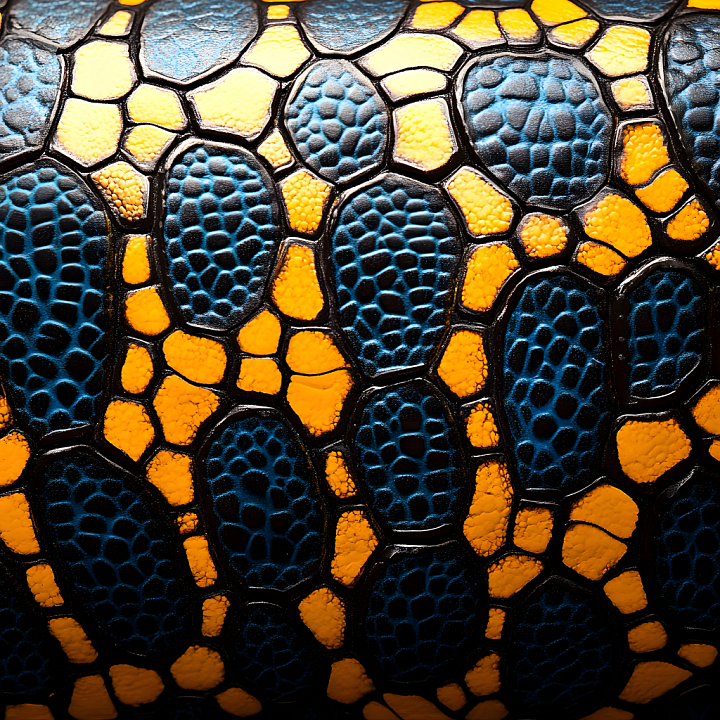 Skin Featuring Stylized Reptilian Blue and Yellow Scales seamless PBR texture preview