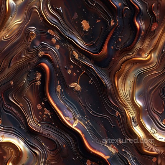 Glossy Texture With Dark Swirled Patterns And Glowing Gold Accents Glossy texture preview