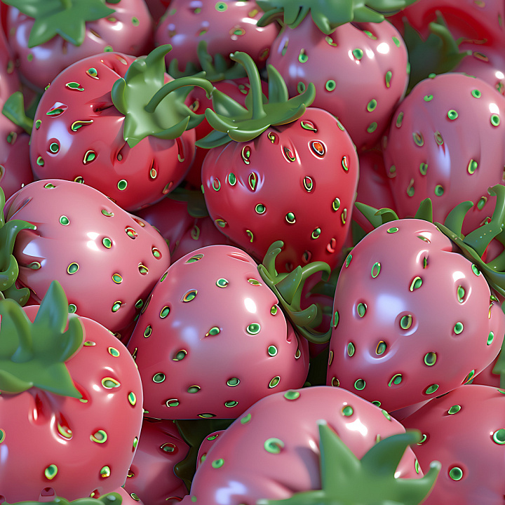 Inflated Toy Strawberry with Glossy Red Surface seamless PBR texture preview