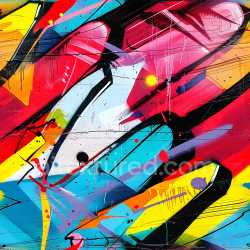seamless Seamless 3D PBR Texture of Vibrant Urban Graffiti with Red, Blue, and Yellow Paint texture 8k free download PBR