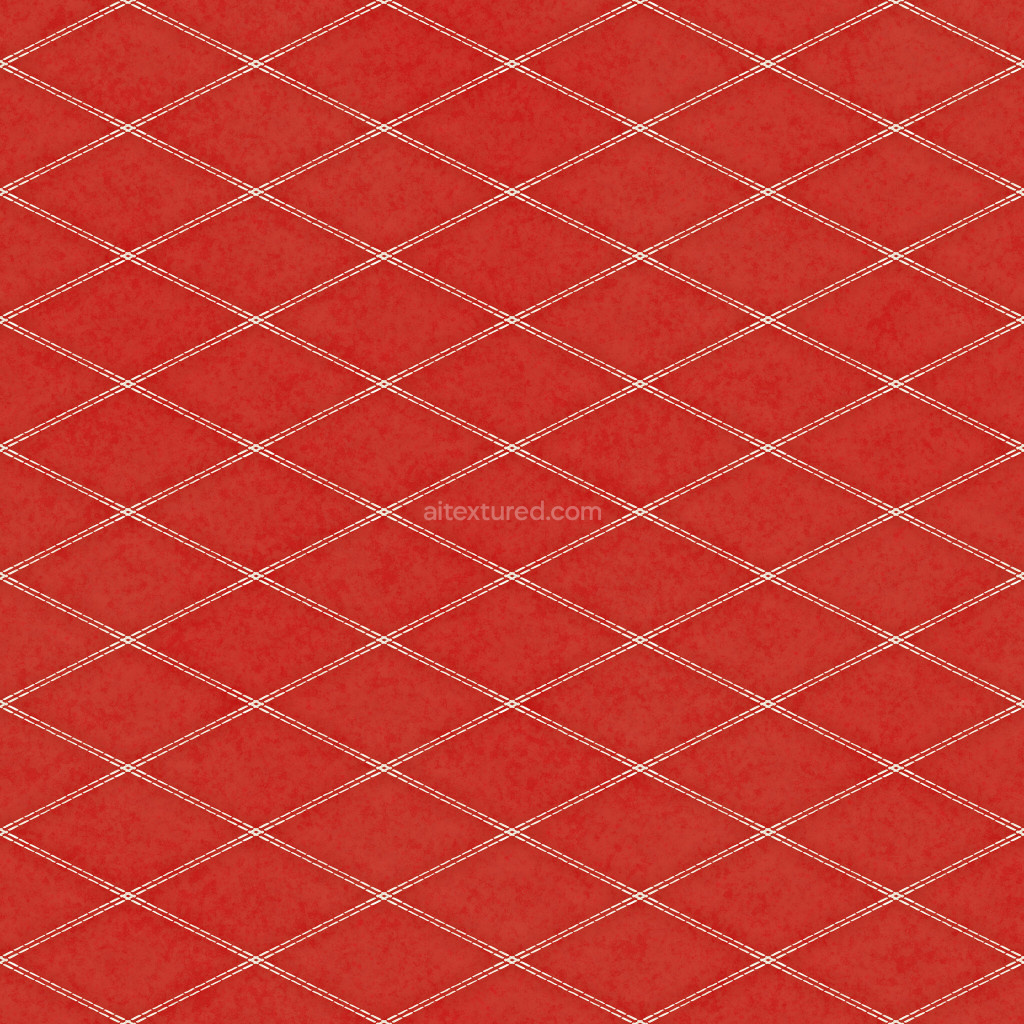 Seamless PBR leather texture in red with diamond pattern