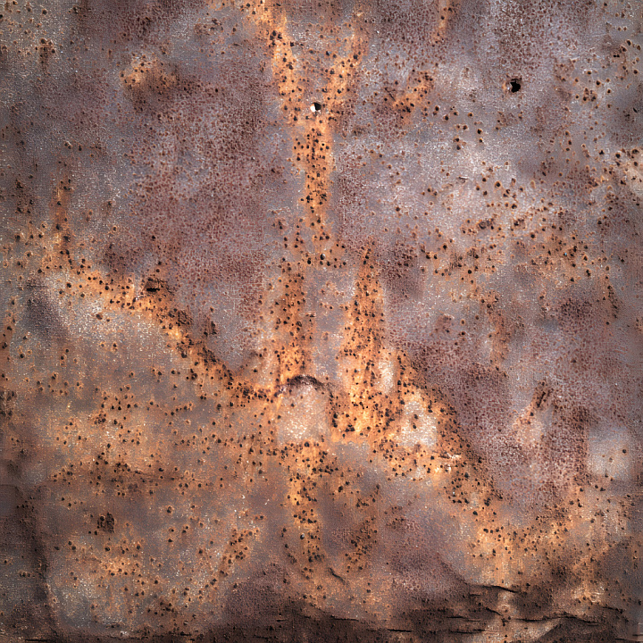 Rusty Metal Featuring Corrosion, Cracks, and Small Holes seamless PBR texture preview