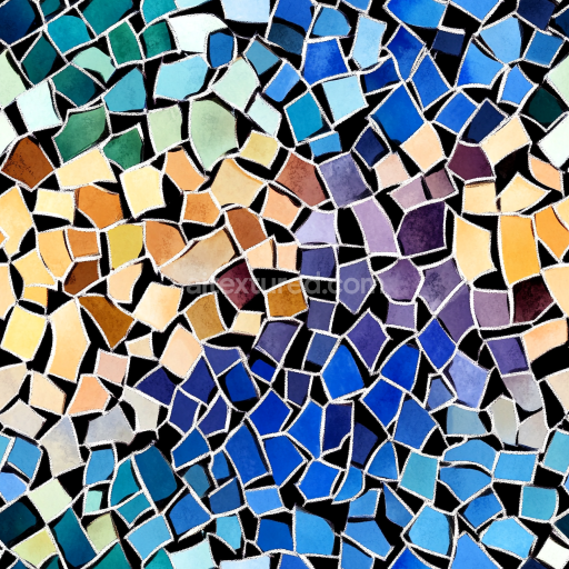 Seamless 3D Mosaic PBR Texture of Multicolor Broken Tile Pattern texture preview
