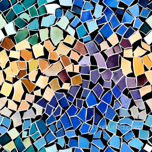 Mosaic PBR Texture of Multicolor Broken Tile Pattern seamless Mosaic PBR texture