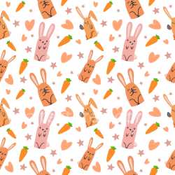Pattern Bundle - Seamless 3D PBR Texture with Playful Bunny and Carrot Cartoon Motifs texture preview
