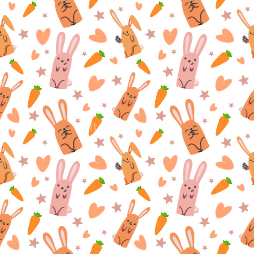 Pattern Bundle - Seamless 3D PBR Texture with Playful Bunny and Carrot Cartoon Motifs texture preview