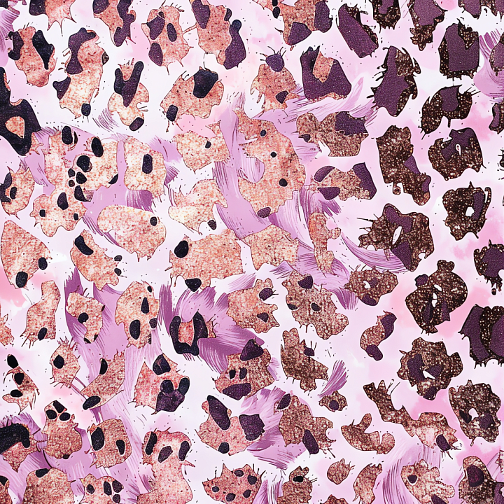 Leopard Print with Pink and Purple Abstract Patterns seamless PBR texture preview