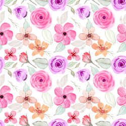 seamless Seamless 3D PBR Texture of Hand-Painted Pink Floral Watercolor Pattern texture 8k free download PBR