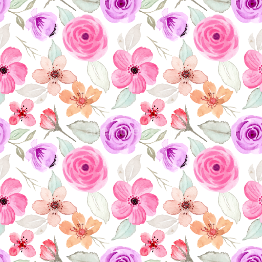 Seamless 3D PBR Texture of Hand-Painted Pink Floral Watercolor Pattern