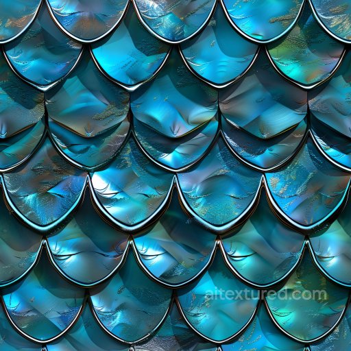 Seamless 3D PBR Texture Featuring Glossy Blue Overlapping Scale Pattern texture preview