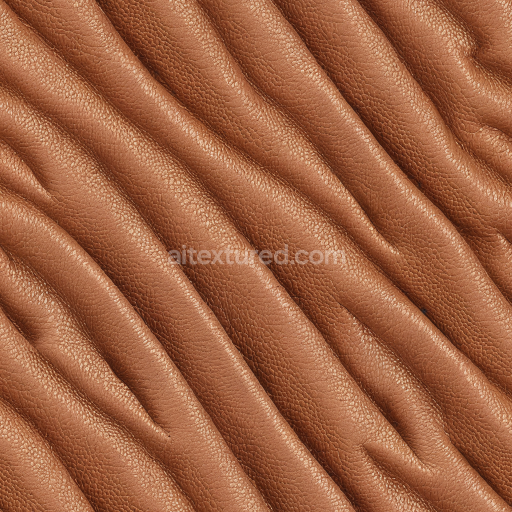 Seamless 3D PBR Wrinkled Brown Leather Texture with Fine Pebbled Grain and Natural Folds