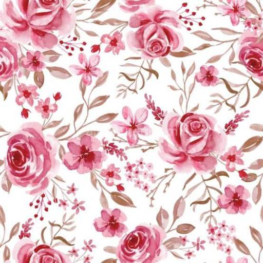 Seamless 3D PBR Pink Floral Fabric Texture with Watercolor Roses Pattern