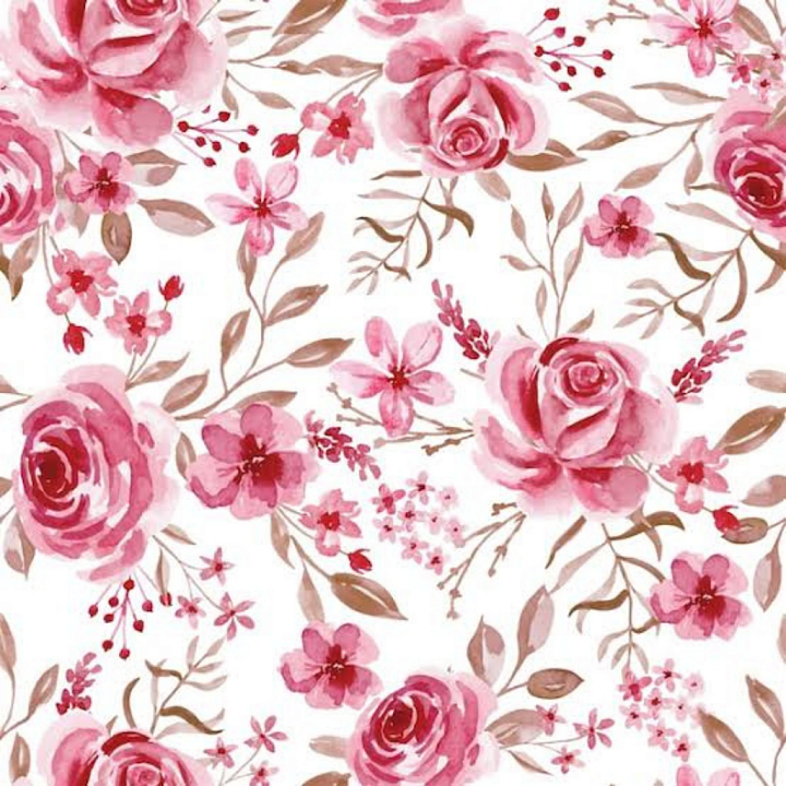 Pink Floral Fabric with Watercolor Roses Pattern seamless PBR texture preview