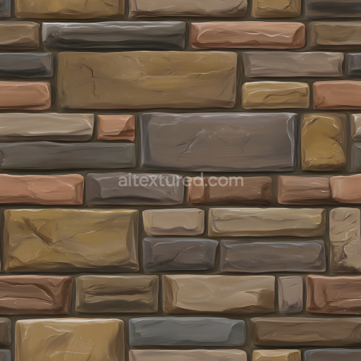 Seamless 3D Cracked & Holes PBR Texture of Multicolor Weathered Brick Wall
