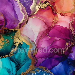 seamless Seamless 3D Alcohol Ink PBR Texture Featuring Rich Plum, Blue & Gold Veins texture 8k free download PBR
