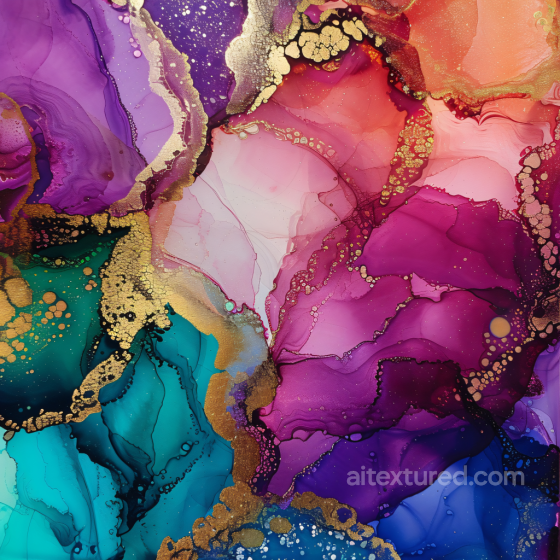 Alcohol Ink PBR Texture Featuring Rich Plum, Blue & Gold Veins Alcohol ink texture preview