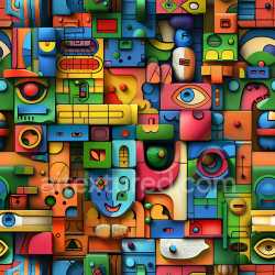 seamless Seamless 3D PBR Texture of Colorful Abstract Geometric Graffiti Art texture 8k free download PBR