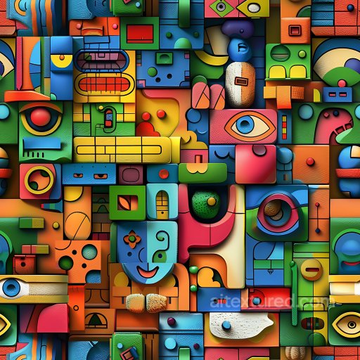 Seamless 3D PBR Texture of Colorful Abstract Geometric Graffiti Art texture preview