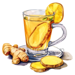 seamless Breakfast Ginger Tea with Lemon Slice and Fresh Ginger Illustration texture 8k free download PBR