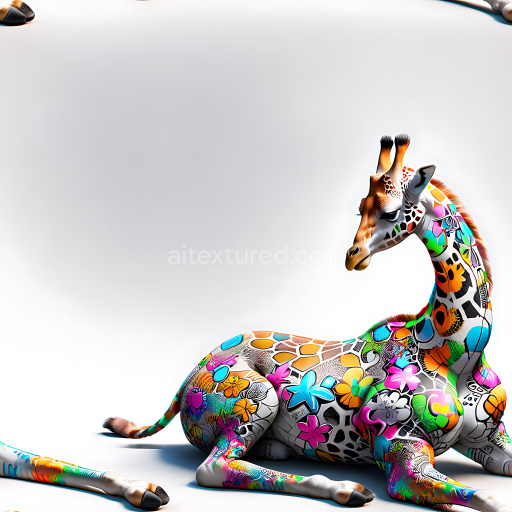 Seamless 3D PBR Texture of Colorful Graffiti Pattern with Floral and Abstract Motifs